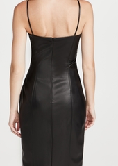 Susana Monaco Faux Leather Thin Strap Square Neck Dress
