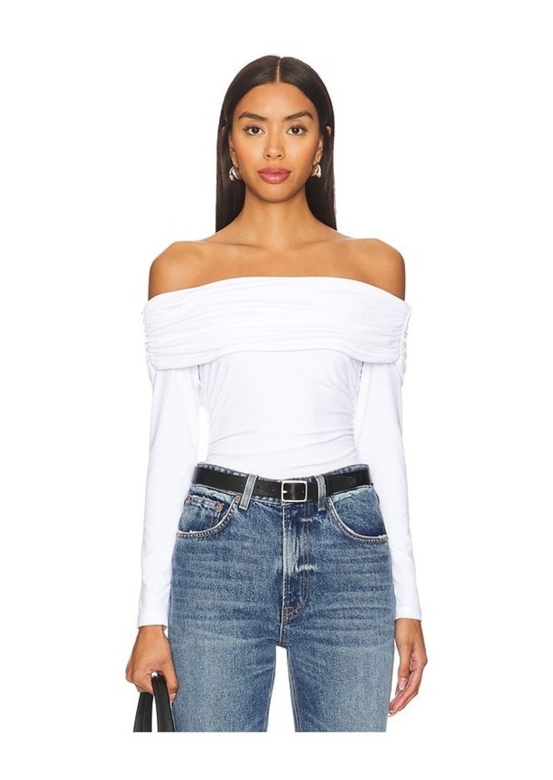 Susana Monaco Off The Shoulder Gathered Long Sleeve Top