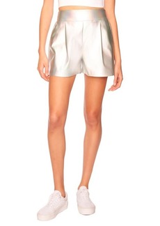 Susana Monaco Pleat Front Iridescent Faux Leather Shorts at Nordstrom