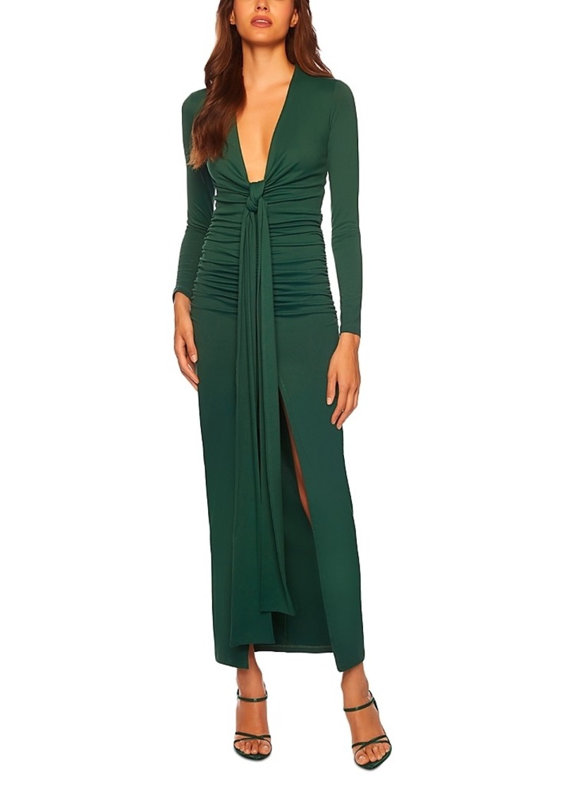 Susana Monaco Ruched Draped Long Sleeve Maxi Dress