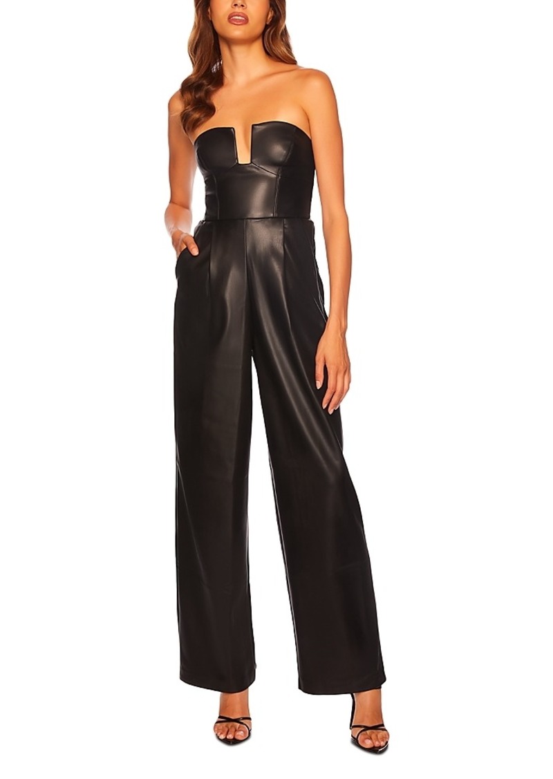 Susana Monaco Strapless Faux Leather Jumpsuit