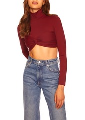 Susana Monaco Twist Front Mock Neck Crop Top