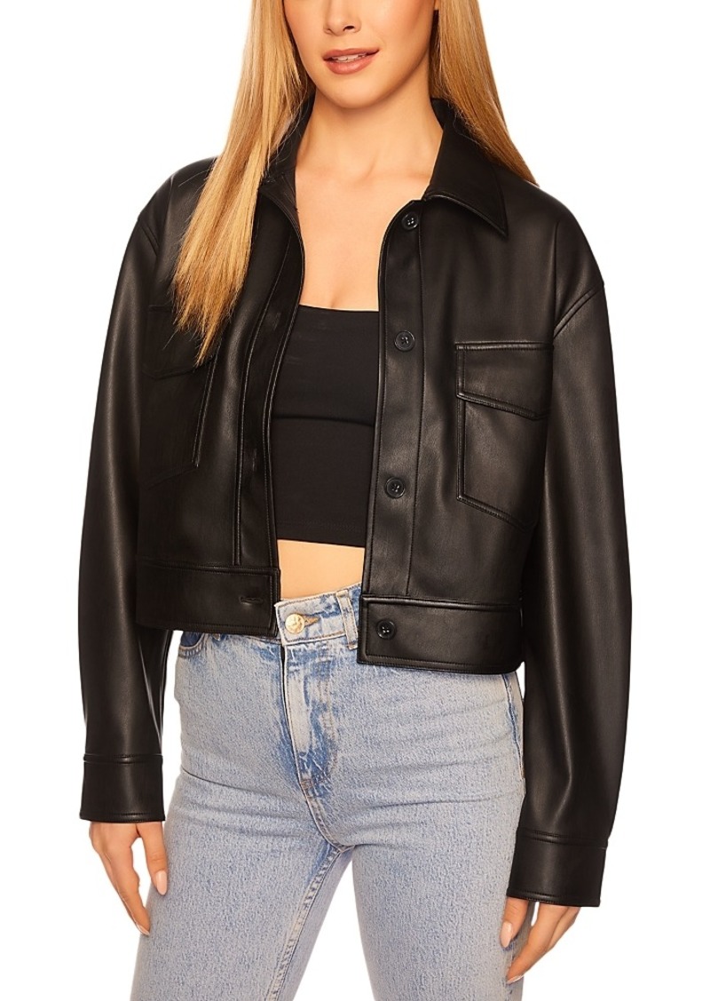 Susana Monaco Susana Moncao Cropped Faux Leather Jacket