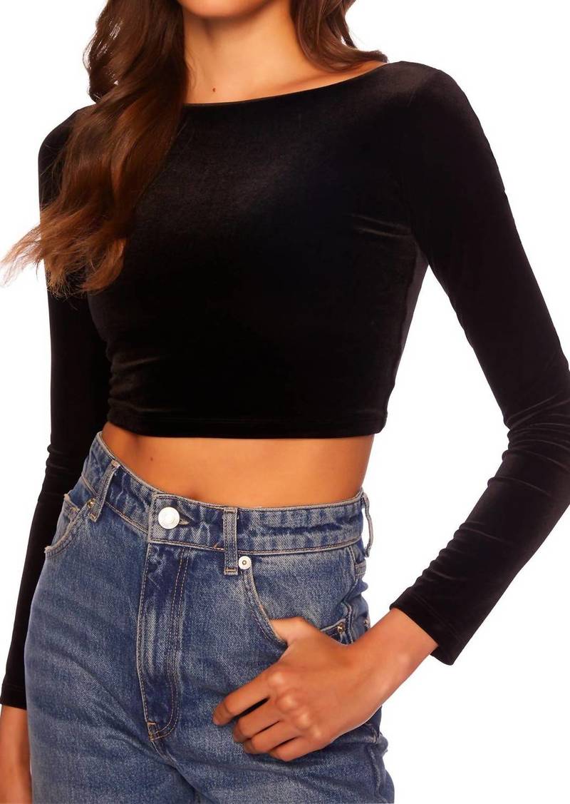 Susana Monaco Velvet Scoop Back Crop Top In Black