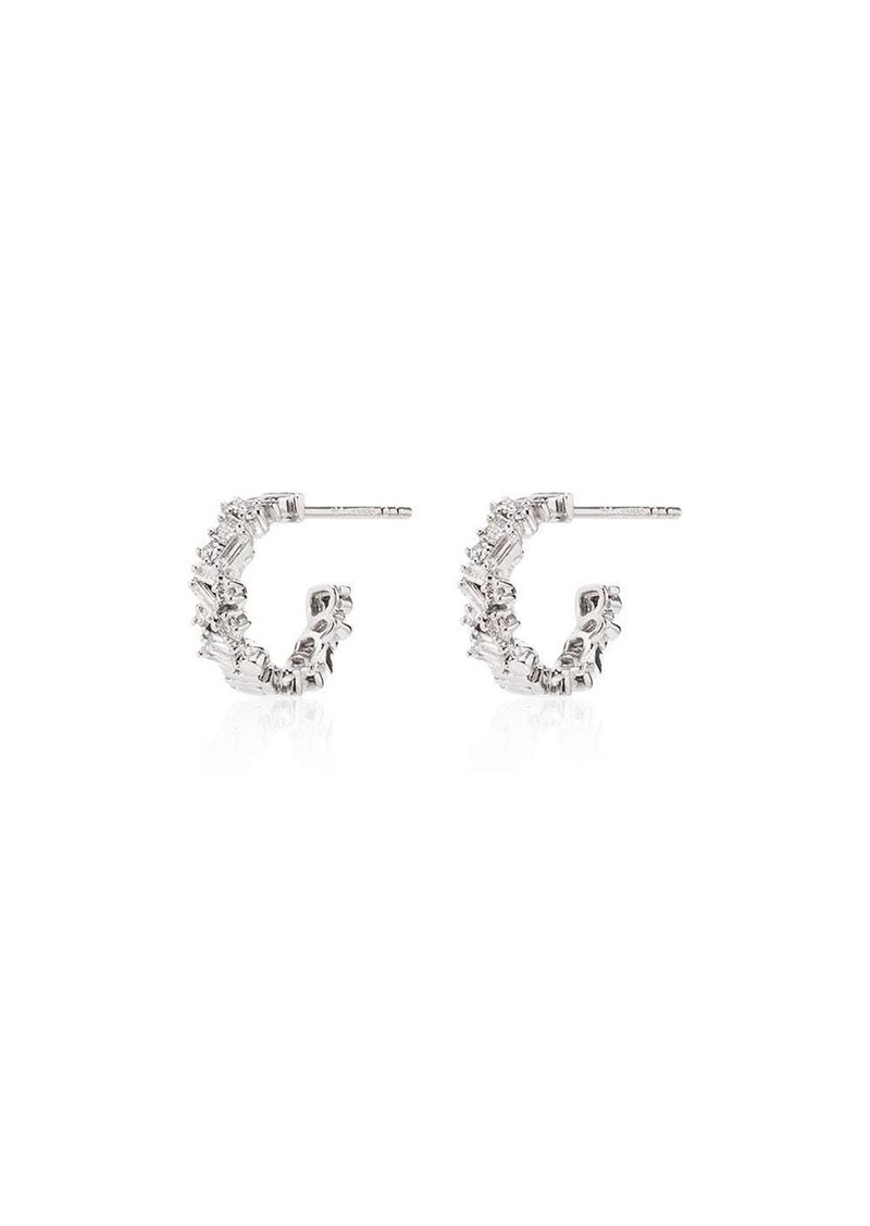 Suzanne Kalan 18kt white gold and diamond hoop earrings
