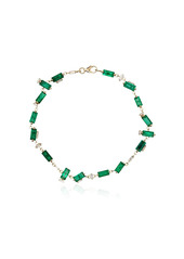 Suzanne Kalan 18kt yellow gold emerald and diamond tennis bracelet