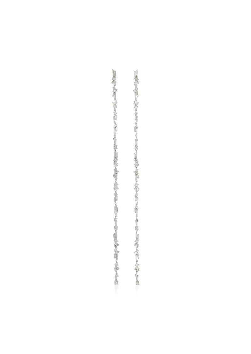 Suzanne Kalan - 18K White Gold Chain Linear Earrings - White - OS - Moda Operandi - Gifts For Her