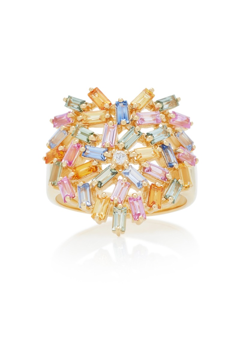 Suzanne Kalan - 18K Yellow-Gold and Diamond Pastel Heart Ring - Pink - US 7 - Moda Operandi - Gifts For Her