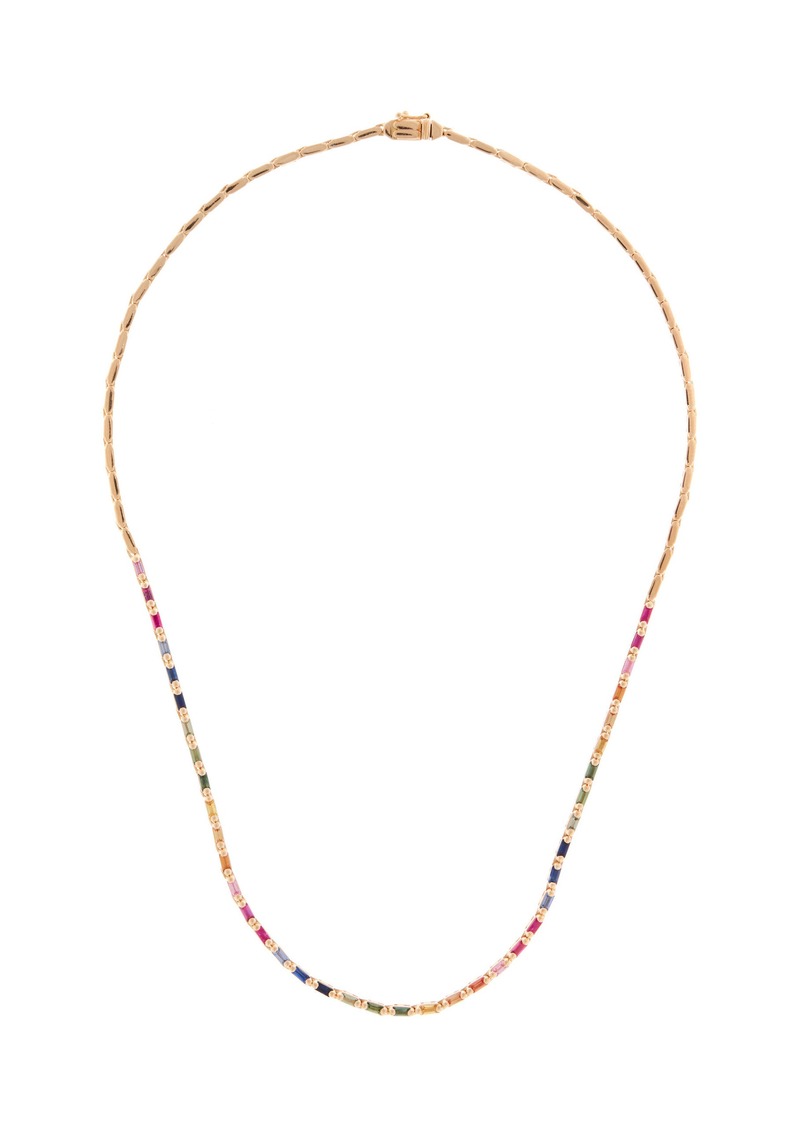 Suzanne Kalan - Linear 18K Rose Gold Sapphire Tennis Necklace - Multi - OS - Moda Operandi - Gifts For Her