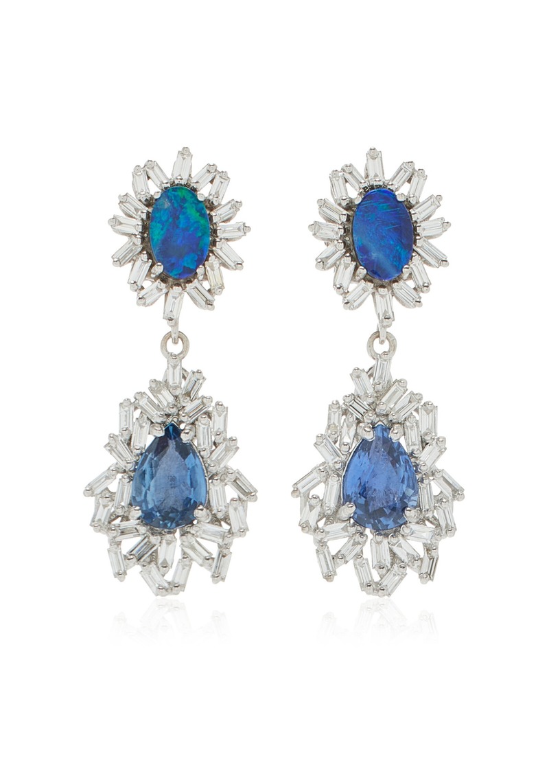 Suzanne Kalan - One-of-a-Kind 18K White Gold Sapphire; Opal and Diamond Earrings - Blue - OS - Moda Operandi - Gifts For Her