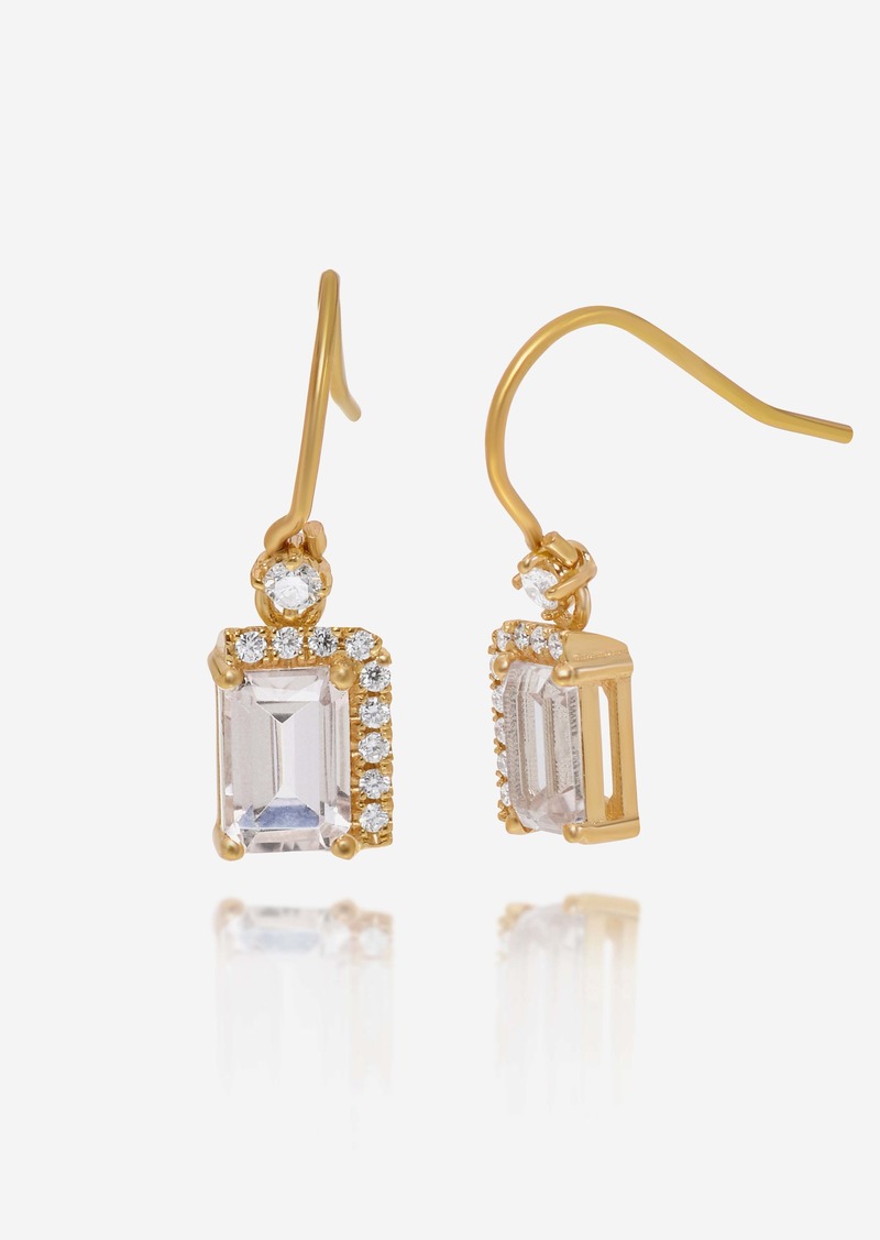 Suzanne Kalan 14K Yellow Gold Diamond and Morganite Topaz Drop Earrings PE578-YGMT