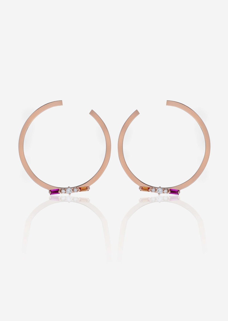 Suzanne Kalan 18K Rose Gold, & Sapphire And Diamond Hoop Earrings Bae407A-Rg