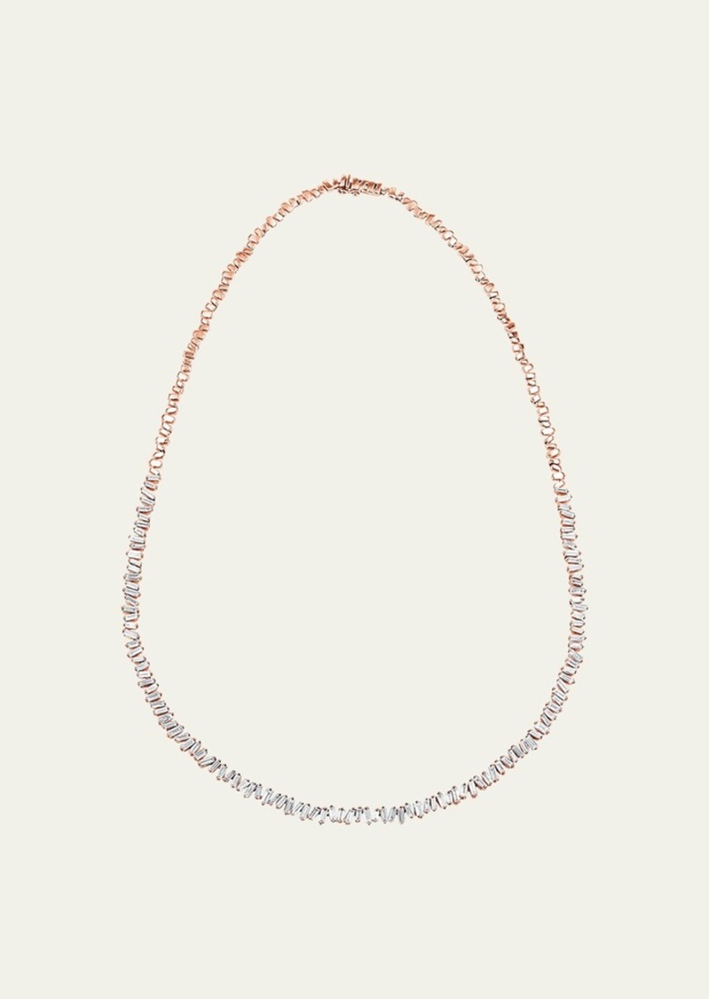 Suzanne Kalan 18k Rose Gold Baguette Diamond Tennis Necklace