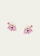 Suzanne Kalan 18K Rose Gold Forward Pink Sapphire Stud Earrings with Diamonds