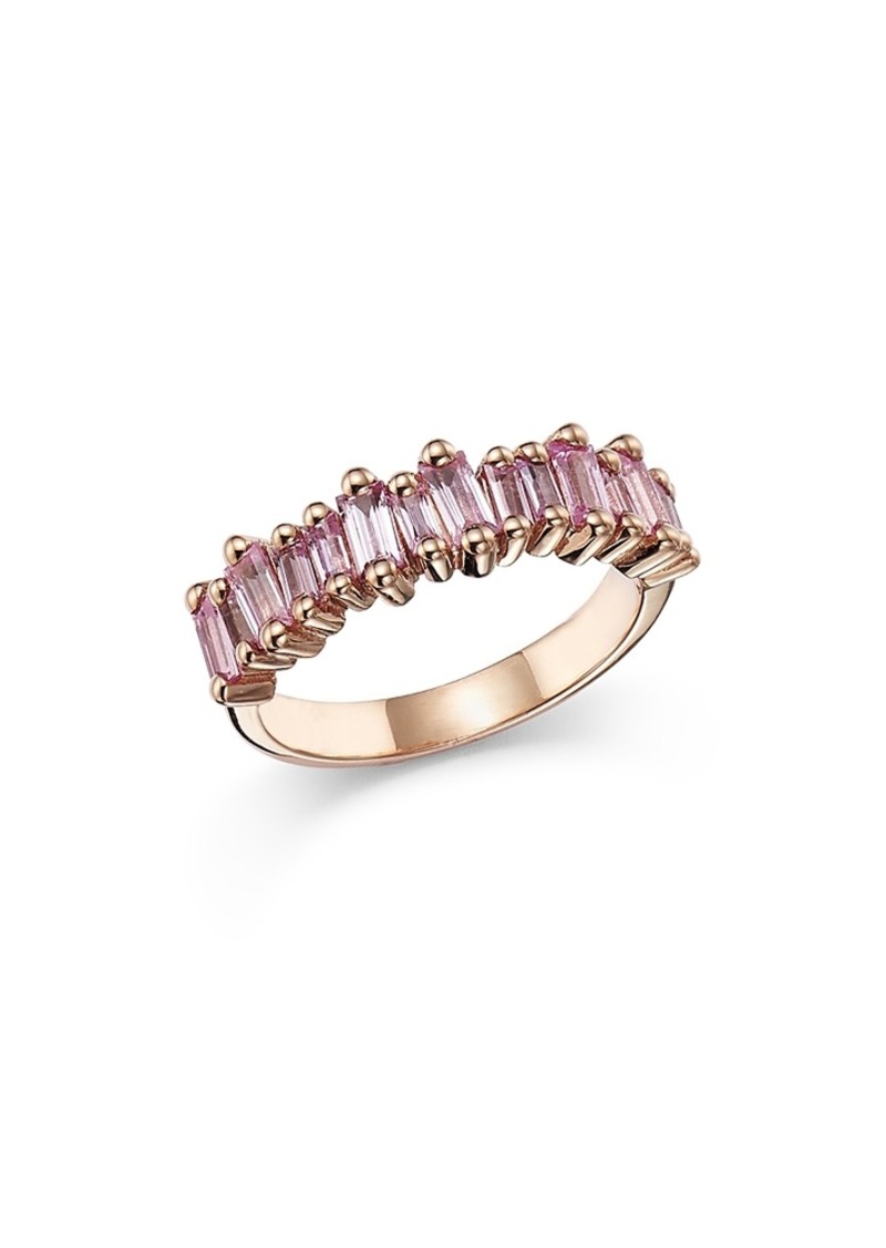 Suzanne Kalan 18K Rose Gold Pink Sapphire Baguette Band