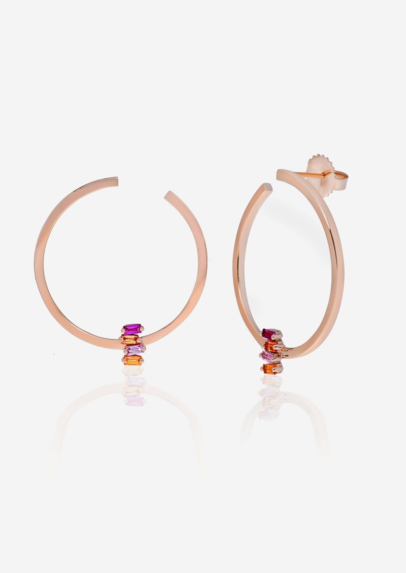 Suzanne Kalan 18K Rose Gold, Sapphire and Diamond Hoop Earrings