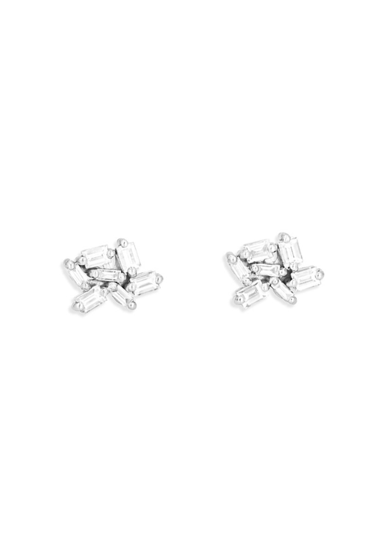 Suzanne Kalan 18K White Diamond Fireworks Stud Earrings