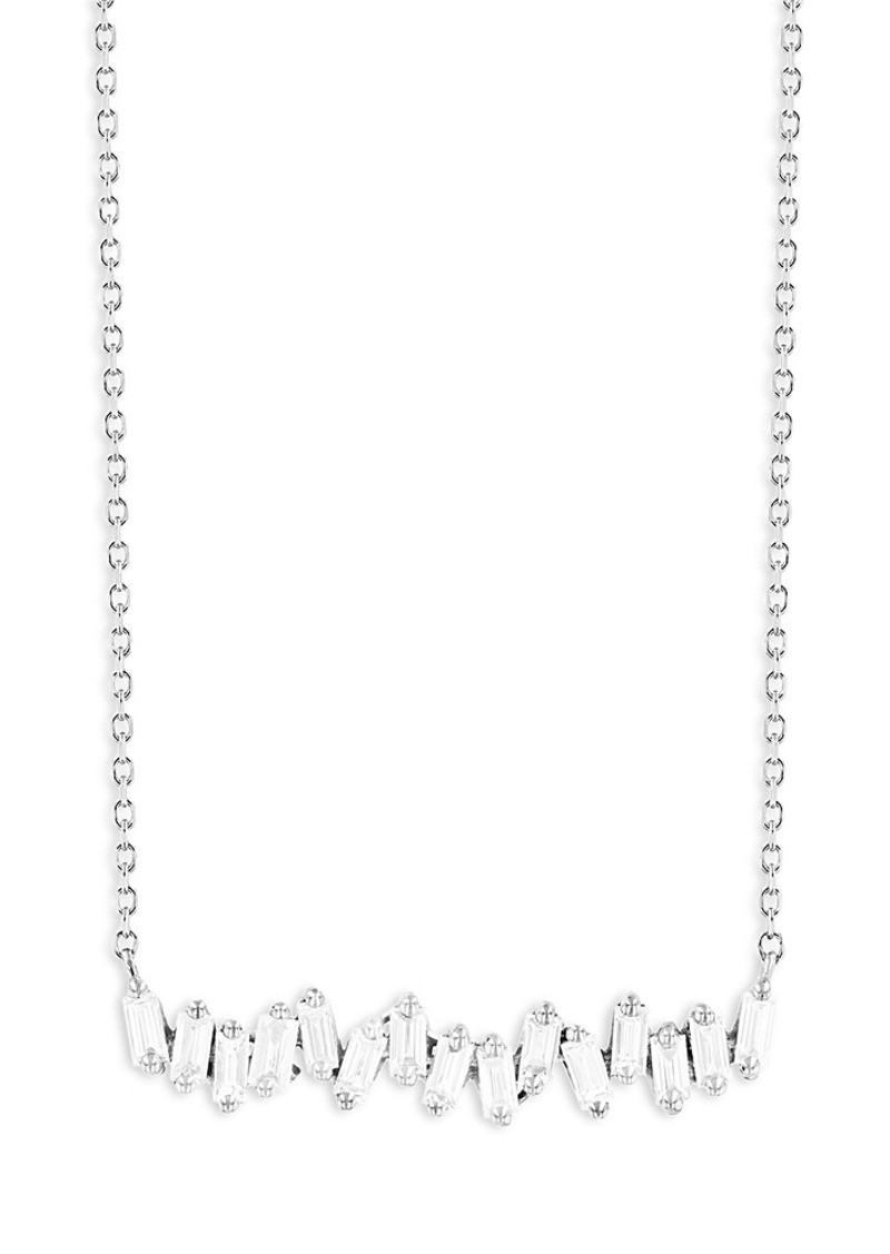 Suzanne Kalan 18K White Gold Diamond Bar Necklace, 18