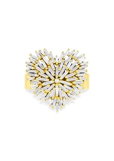 Suzanne Kalan 18K Yellow Gold Diamond Baguette Heart Cluster Ring
