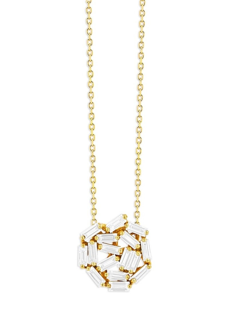 Suzanne Kalan 18K Yellow Gold Fireworks Diamond Baguette Scatter Cluster Pendant Necklace, 16-18