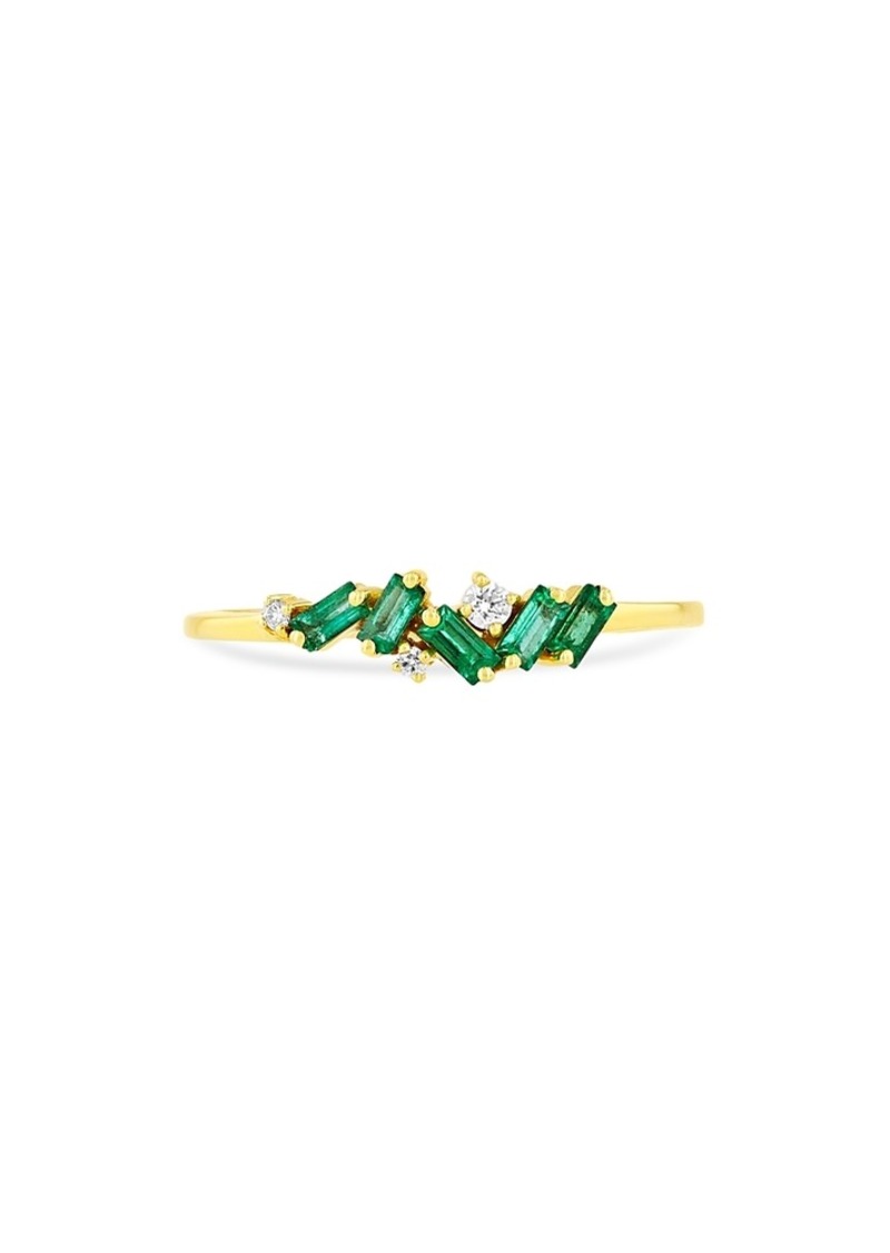 Suzanne Kalan 18K Yellow Gold Fireworks Emerald & Diamond Scatter Cluster Ring