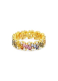 Suzanne Kalan 18K Yellow Gold Fireworks Pastel Rainbow Sapphire & Diamond Eternity Ring