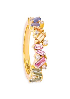 Suzanne Kalan 18K Yellow Gold Fireworks Pastel Rainbow Sapphire & Diamond Statement Ring