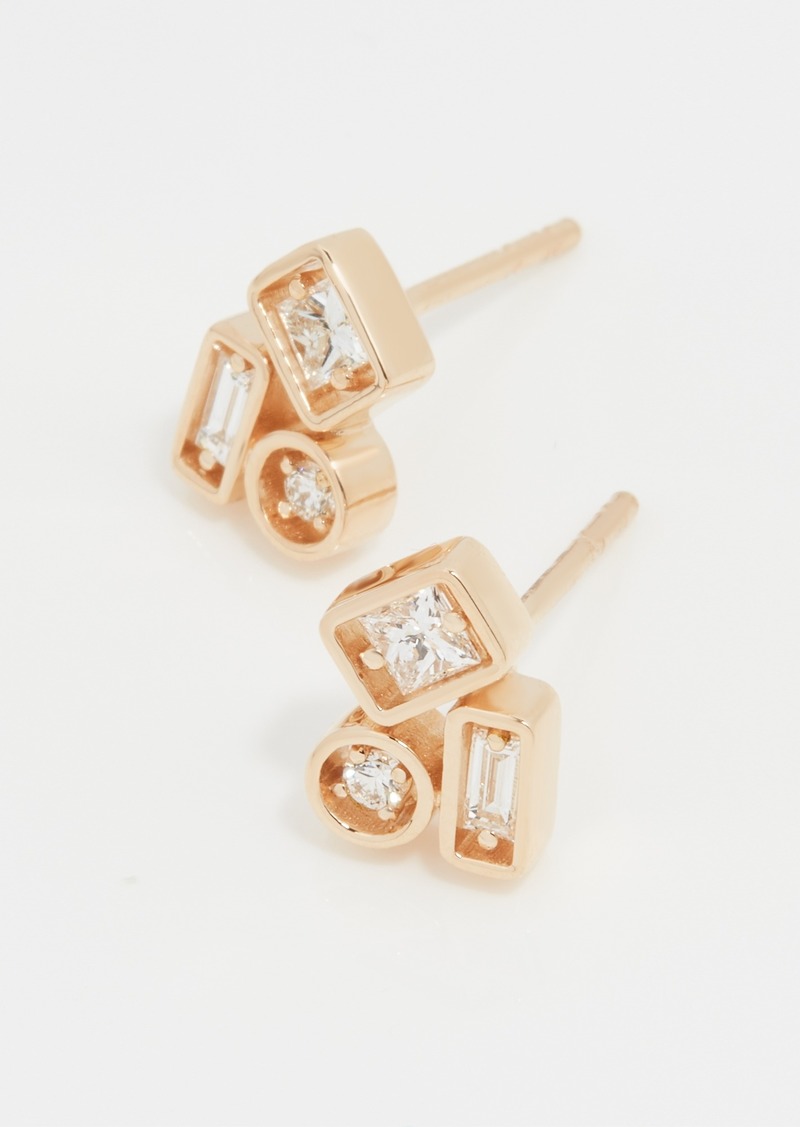 Suzanne Kalan 18k Yellow Gold Inlay Collection Stud Earrings