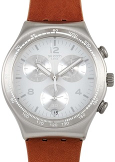 Swatch Botillon Chronograph 40 mm Stainless Steel and Leather Watch YCS597