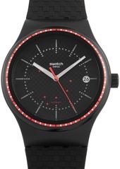 Swatch Sistem Damier 42 mm Plastic and Silicone Watch SUTB406