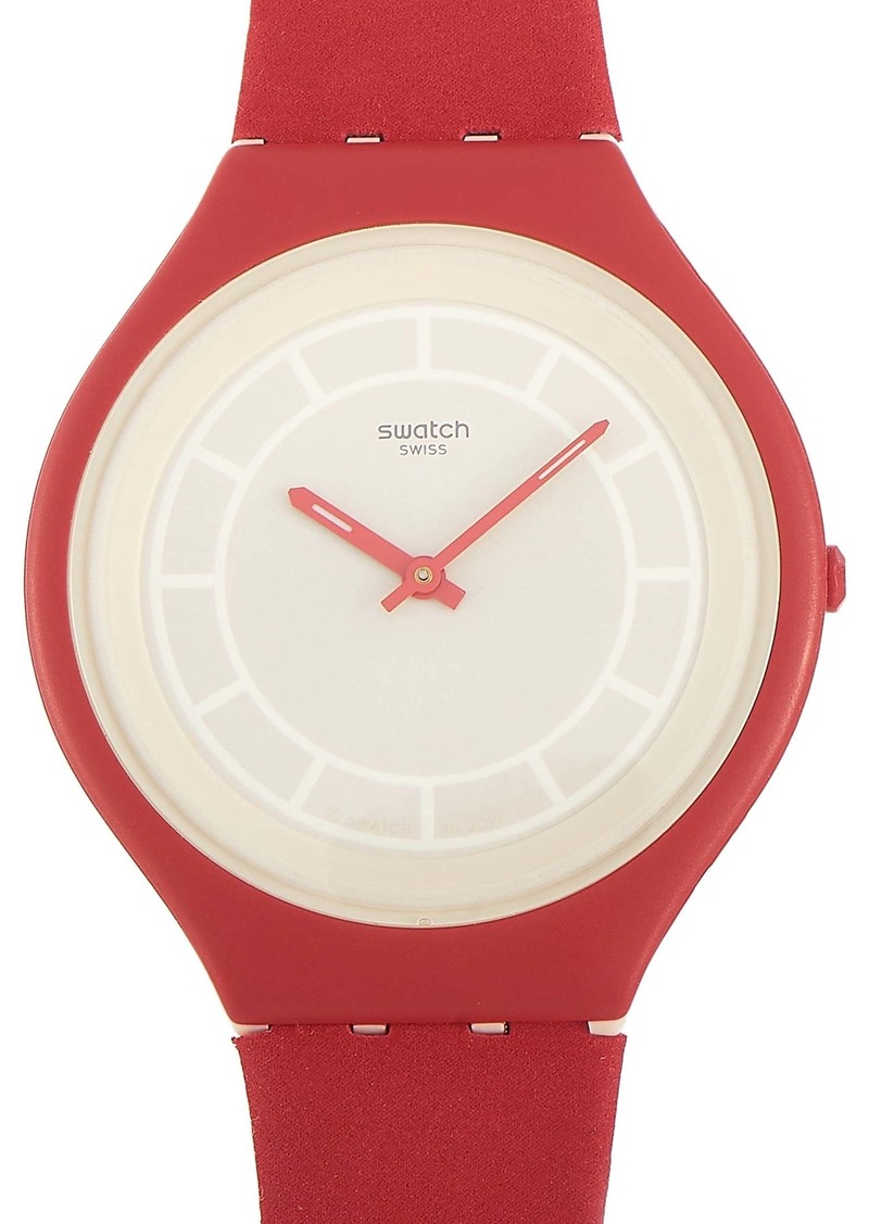 Swatch SkinHot Red Leather Strap 40 mm Watch SVUR100