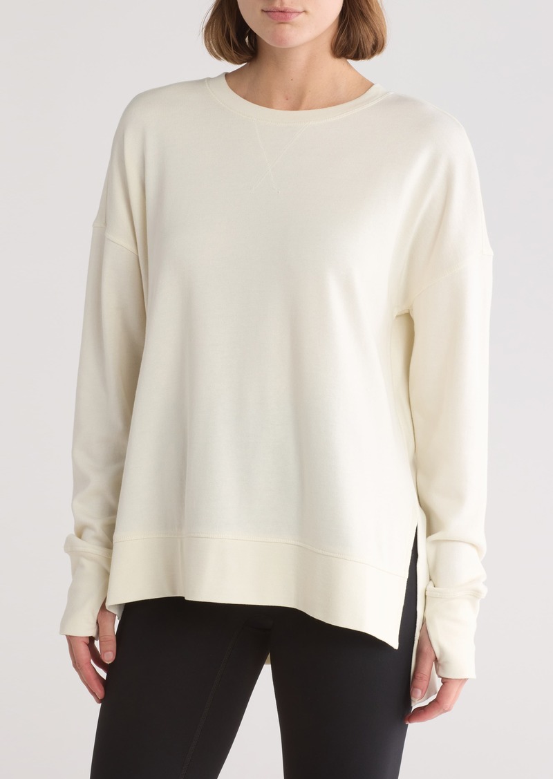 Sweaty Betty After Class Organic Cotton Blend Longline Sweatshirt in Lily White at Nordstrom Rack