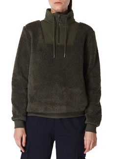 Sweaty Betty Faux Shearling Quarter Zip Pullover in Mountain Green at Nordstrom Rack