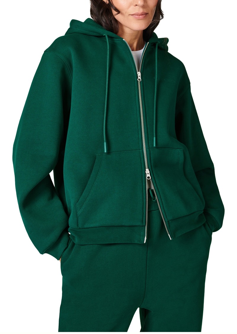 Sweaty Betty The Elevated Front Zip Cotton Blend Hoodie in Retro Green at Nordstrom Rack