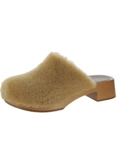 Swedish Hasbeens Fluff Clog Womens Leather Faux Fur Clogs