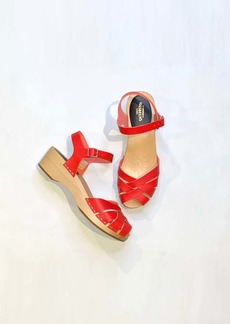 Swedish Hasbeens Magdalena Wooden Sandal In Red