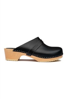 Swedish Hasbeens Slip-On Classic Heeled Clog In Black