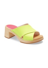Swedish Hasbeens Anette Platform Slide Sandal in Neon Yellow Leather at Nordstrom
