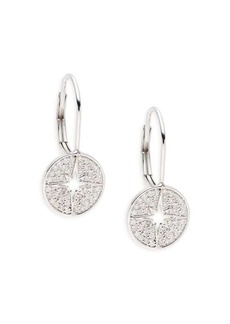 Sydney Evan 14K White Gold & 0.288 TCW Diamond Starburst Medallion Drop Earrings