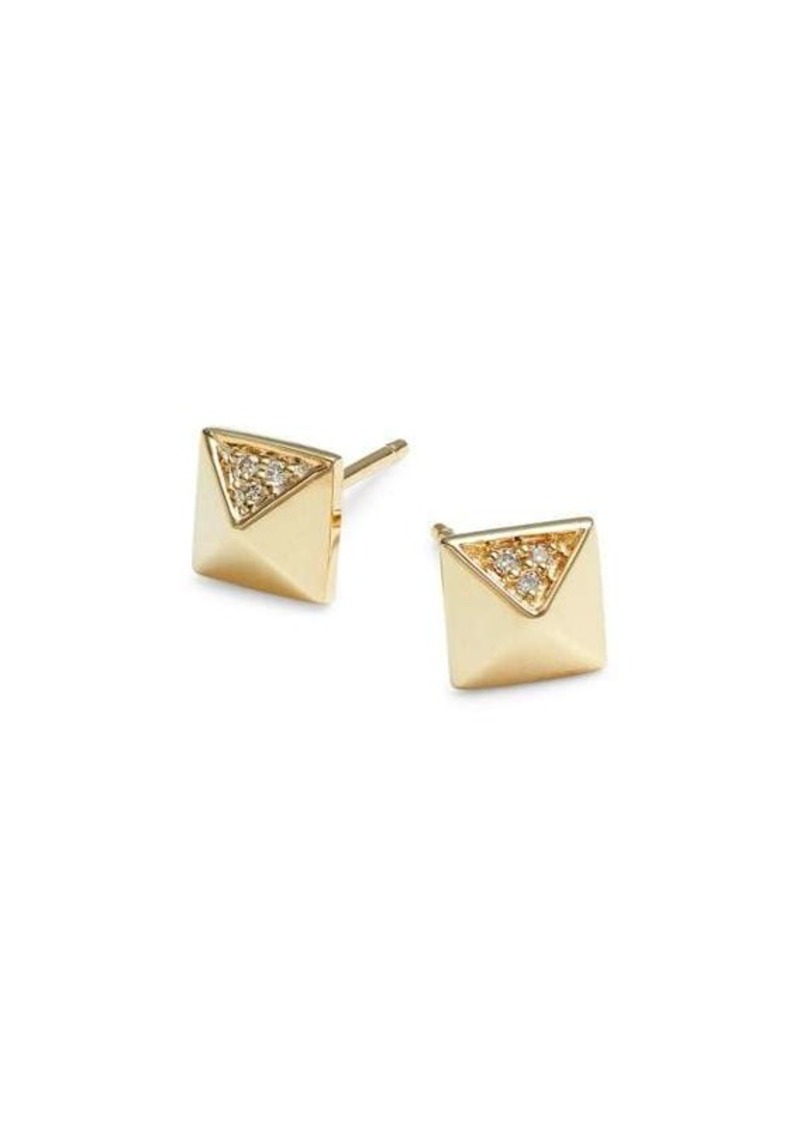 Sydney Evan 14K Yellow Gold & 0.03 TCW Diamond Pyramid Stud Earrings