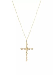 Sydney Evan 14K Yellow Gold & 0.15 TCW Diamond Marquise Cross Pendant Necklace