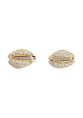 Sydney Evan 14kt yellow gold cowrie shell diamond stud earrings