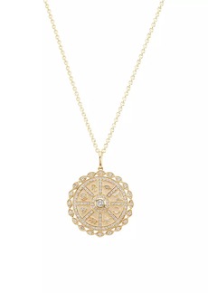 Sydney Evan Overboard Icon Wheel 14K Yellow Gold & 0.57 TCW Diamond Coin Pendant Necklace