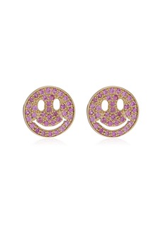 Sydney Evan - Happy Face 14K Yellow Gold Sapphire Earrings - Pink - OS - Moda Operandi - Gifts For Her