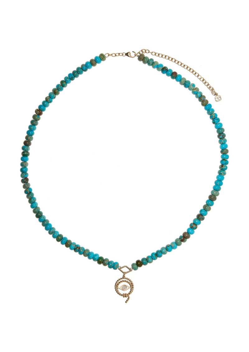 Sydney Evan - 14K Gold; Diamond and Turquoise Necklace - Blue - OS - Moda Operandi - Gifts For Her
