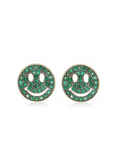 Sydney Evan - Happy Face 14K Yellow Gold Emerald Earrings - Green - OS - Moda Operandi - Gifts For Her