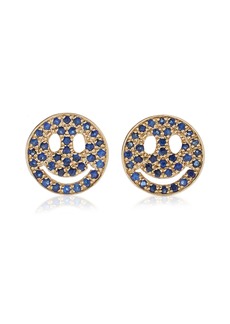 Sydney Evan - Happy Face 14K Yellow Gold Sapphire Earrings - Blue - OS - Moda Operandi - Gifts For Her