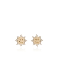 Sydney Evan - Happy Face Sun 14K Gold Diamond Stud Earrings - Gold - OS - Moda Operandi - Gifts For Her