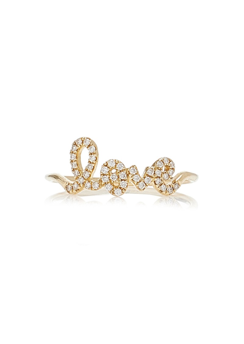 Sydney Evan - Love Script 14K Gold Diamond Ring - Gold - US 6.5 - Moda Operandi - Gifts For Her