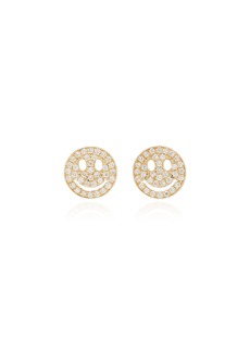 Sydney Evan - Pave Happy Face 14K Gold Diamond Stud Earrings - Gold - OS - Moda Operandi - Gifts For Her
